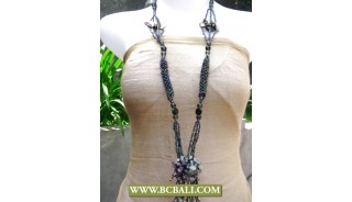 Fancy Layered Necklace Beading with Stone Pendant